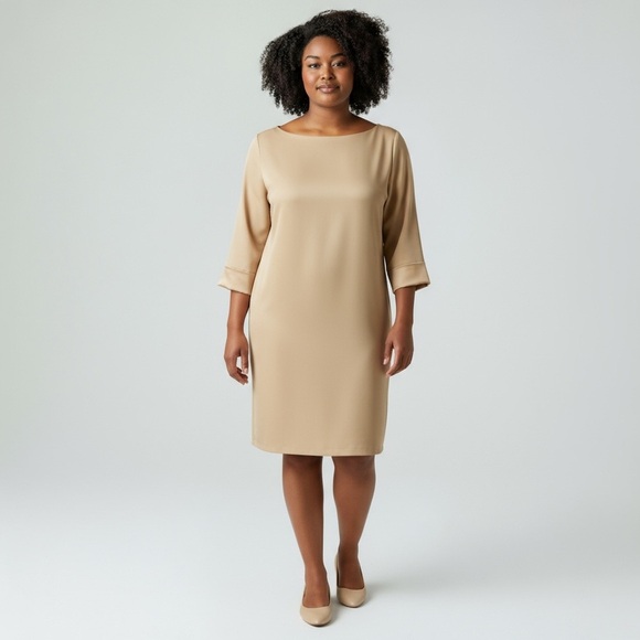 Ann Taylor Tan Long Sleeve Dress - Picture 1 of 3
